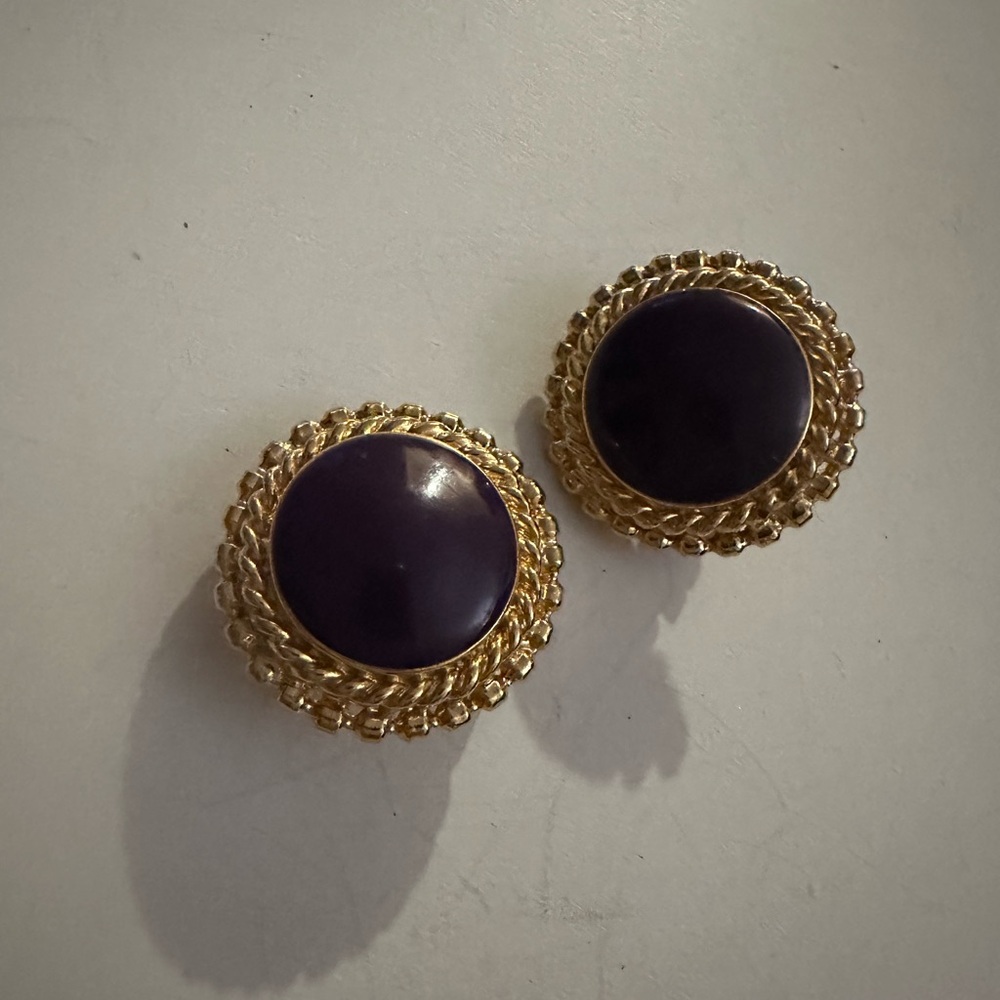 St John Elegant Gold and Purple Earrings